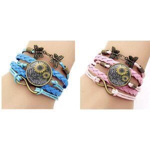 Set of 2 Sunflower You Are My Sunshine Women Bracelets